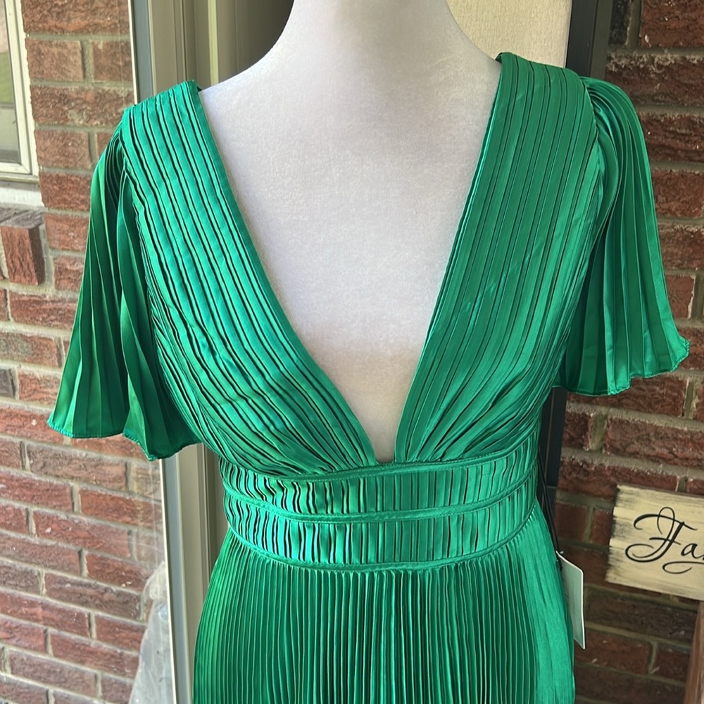 Amur Jupiter Pleated Shirt Sleeve Slit Gown NWT Size 2 - Picture 6 of 7